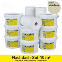 Set 4 für 40m² kieselgrau glatte Untergründe Flachdachabdichtung